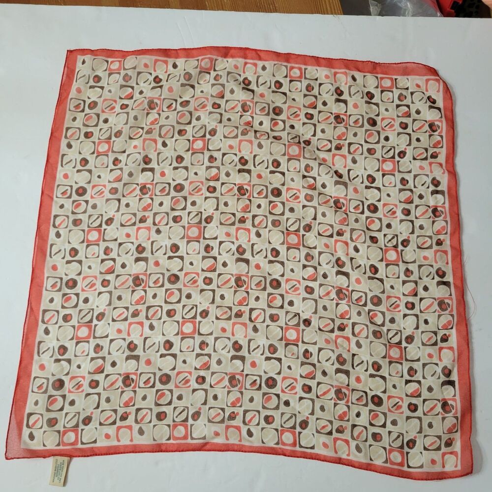 Vintage MCM Italian Geometric Scarf Luxury Mod Art Square Neckerchief Bandana